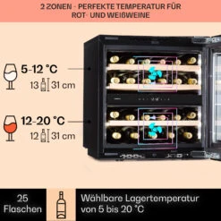 Rhône 25 Duo Weinkühlschrank Kompression 2 Zonen 75 Ltr / 25 Flaschen -Heimladen 10041239 de 0003 usp