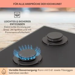 Firetale Gaskochfeld 4-flammig 60 Cm Aluminium-Brenner Inkl. Schlauch Und Druckminderer -Heimladen 10041299 de 0005 usp