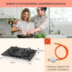 Firetale Gaskochfeld 4-flammig 60 Cm Aluminium-Brenner Inkl. Schlauch Und Druckminderer -Heimladen 10041299 de 0006 usp