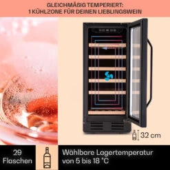 Vinovilla 29 Built-In Weinkühlschrank 81 L / 29 Fl. 1 Zone Glastür Edelstahl -Heimladen 10041309 de 0003 logo