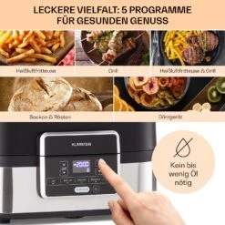 Combo Air Grill-Heißluftfritteuse 5 Programme 1500 Watt 4,5 L Grillkorb 2,5 L Frittierkorb -Heimladen 10041330 de 0003 usp