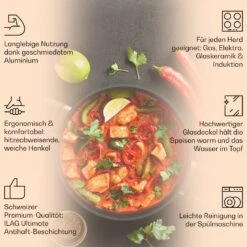 Noto Endurance Kochtopf Ø20cm Geschmiedetes Aluminium Deckel Induktion PTFE-Antihaftbeschichtung -Heimladen 10045006 de 0002 usp