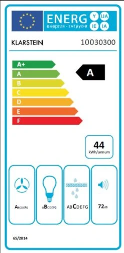 Skycook Dunstabzugshaube Umluftset 60cm 640m³/h Glas Edelstahl -Heimladen 60002313 energy label