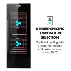 Barossa 77 Duo Weinkühlschrank-Set 2 Zonen 191L/77Fl. Weinglasregal -Heimladen 60002418 yy 0006 logo Klarstein Barossa 77 Duo Weinkuehlschrank schwarz